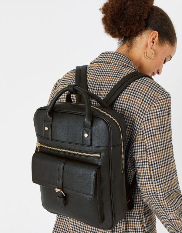 Double Handle Large Backpack Black - Image 2