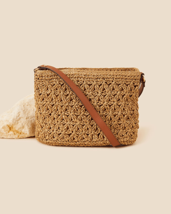 Classic raffia cross-body bag